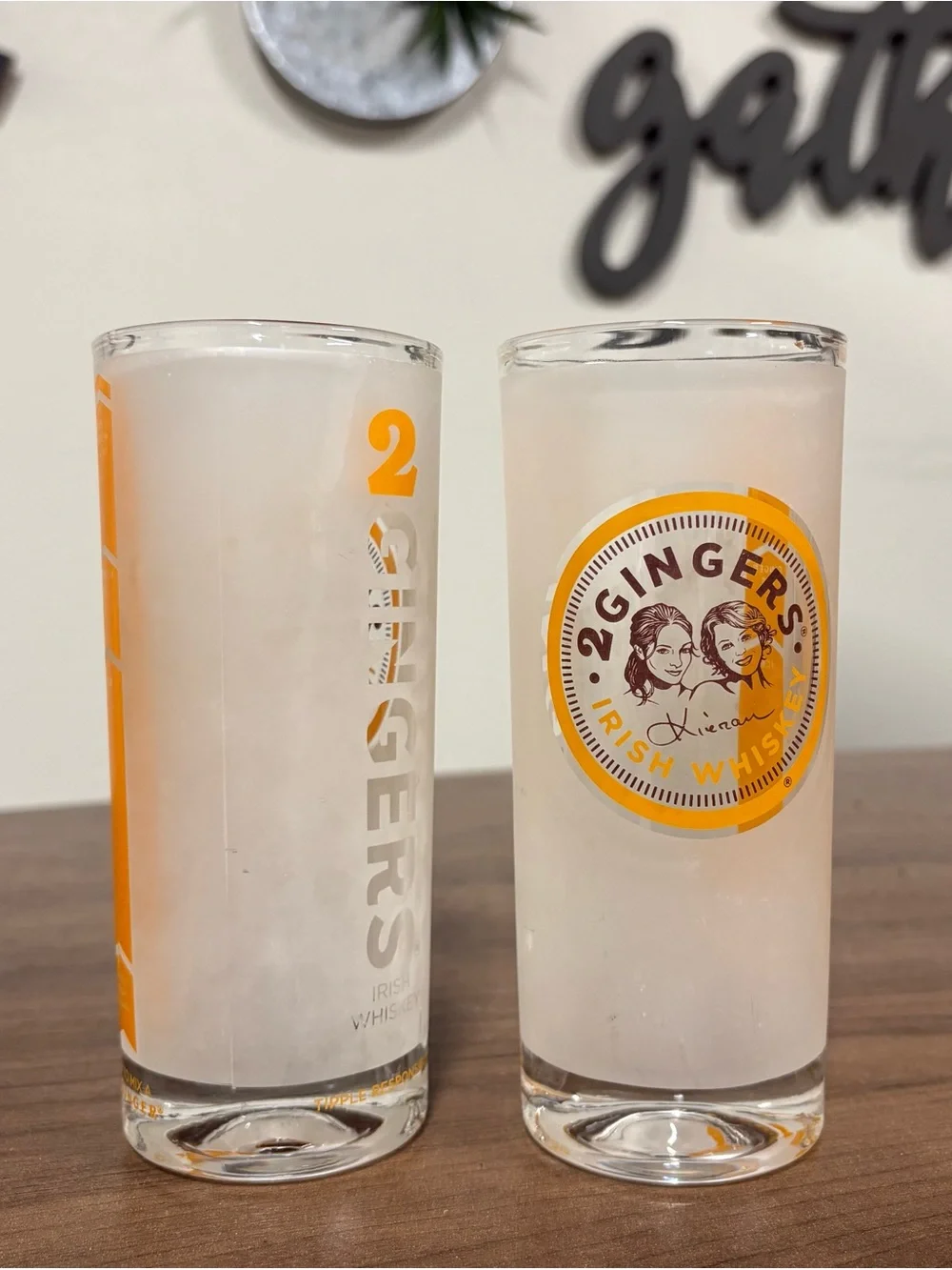 2 Gingers Irish Whiskey Frosted Highball Glasses Big Ginger Recipe Set of 2